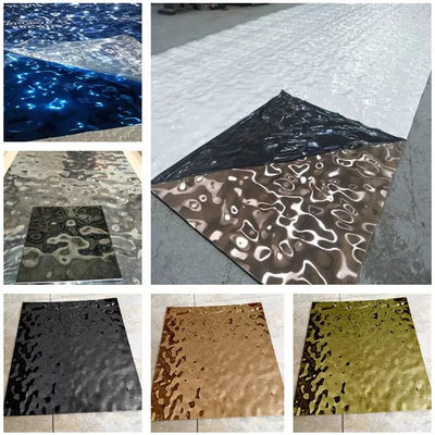 Dekoracyjna metalowa blacha ze stali nierdzewnej 4x8 Water Ripple Kolor PVD