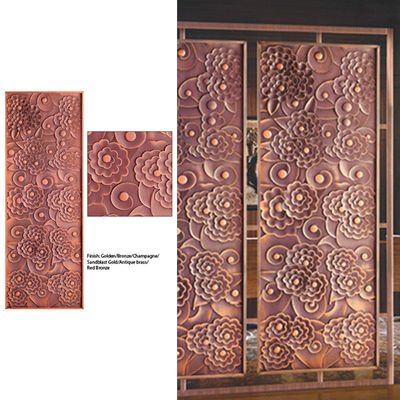 Niestandardowe panele dzielące pokój ze złotym metalem SS Laserowo wycinane panele dzielące o grubości 3,0 mm Grand Metal