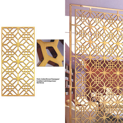 Niestandardowe panele dzielące pokój ze złotym metalem SS Laserowo wycinane panele dzielące o grubości 3,0 mm Grand Metal