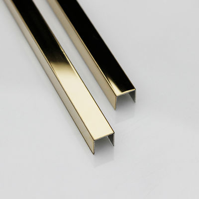 Dekoracyjne wykończenie płytek ze szczotkowanej stali nierdzewnej w kształcie litery U Kwadratowy panel ścienny Złote metalowe profile krawędziowe