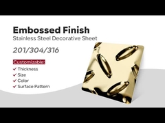 201 304 Złote kolory powlekane 3MM 2MM Powierzchnia pieczętowania przeciwpoślizgowa Płytka kościana ze stali nierdzewnej